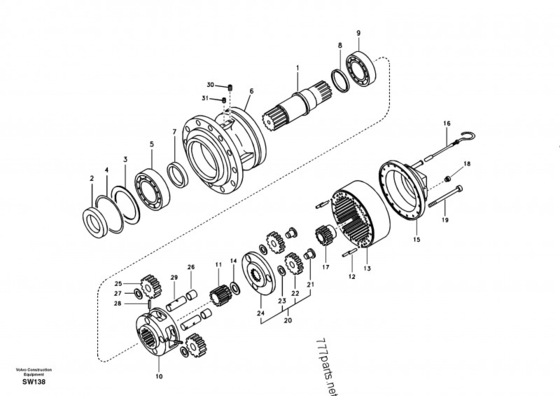 De Versnellingsbak van de de Schommelingsvermindering van graafwerktuigparts swing gearbox EC360BLC VOE14619955 VOE14512787 voor