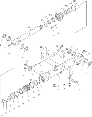 Belpartsgraafwerktuig Hydraulic Cylinder pc200-7 Emmercilinder Assy 707-01-0A320