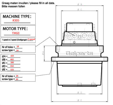 Hyundai R305 R335 R290-7 R300LC-9S Hydraulische motor 31N8-40011