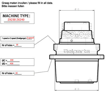 ZX230 ZX240 graafmachine eindaandrijving assy 9190294 9196318 voor hitachi Reis motor zwak vermogen