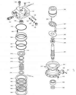 Solar255 K1007950A K9004885 graafmachine zwenkmotor M2X150 DH258 DH255 Hoogrendements zwenkmotor leveranciers